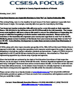 06.01.2015 - Urge No Vote on Evaulation Bills