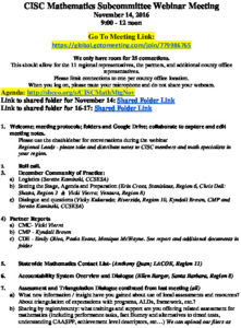 Mathematics Subcommittee Meeting 11-14-16