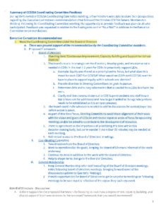 Summary Of Coordinating Cmte Feedback
