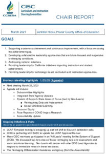 3.8.21 Curriculum Instruction Steering Cmte Chair Report Template