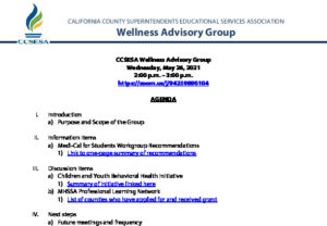 Wellness Advisory Group May 26 2021