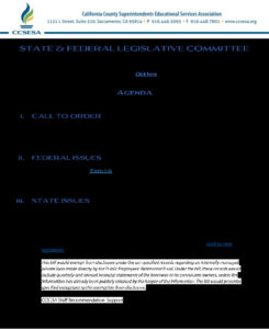 CCSESA Legislative Committee Meeting Agenda 6