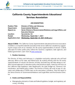 CCSESA - Job Description - Director Policy And Advocacy