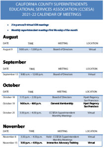 V3 CCSESA Calendar Of Meetings 2021-22