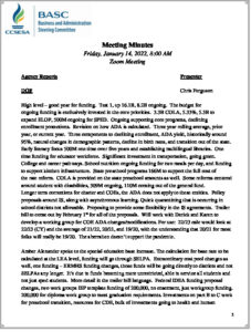 BASC Minutes - January 14 2022