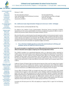 2022.02.11 - Governors Budget - CCSESA Letter FINAL