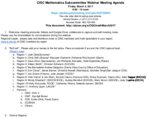 Mathematics Subcommittee Meeting 3-3-17