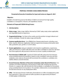 CCSESA Hiring Process Draft - EC Presentation 2021-08-09