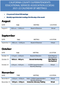 CCSESA Calendar Of Meetings 2021-22- Revised 12