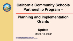 California Community Schools Partnership Program – Grant RFA Update