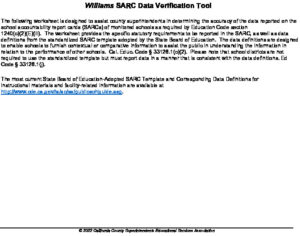 3.3 SARC Data Verification Tool