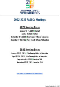 2022-2023 PASSCo Meetings November 2022